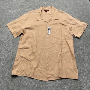 Linea Uomo Shirt Adult XXL 2XL Beige Linen Blend Lightweight Short Sleeve Mens - Picture 1 of 7