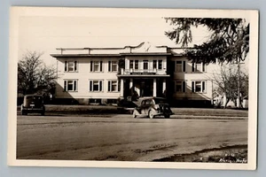 Dallas Oregon OR Hospital Old Cars Real Photo Postcard RPPC 1930-50 - Picture 1 of 2
