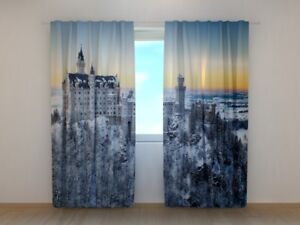 Curtain Neuschwanstein Castle in Winter Wellmira Custom Made Window Printed 3D 