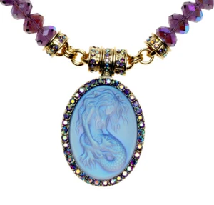 KIRKS FOLLY LORELEI MERMAID GLASS DREAMSTONE MAGNETIC BEADED NECKLACE goldtone - Picture 1 of 4