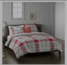 Cuddl Duds  CAL KING size heavyweight flannel comforter set  Red plaid  COZY NEW