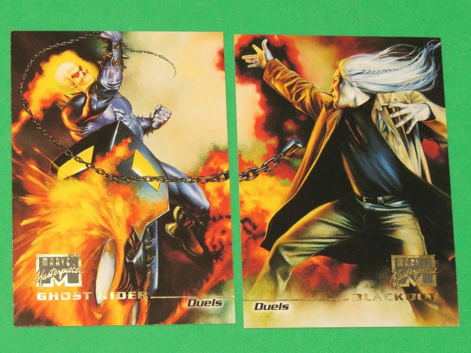 1996 Marvel Masterpieces Duels #76 GHOST RIDER vs #77 BLACKOUT PUZZLE High-Grade - Image 1 of 4