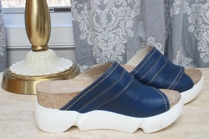 FLY London Leather Slide Sandals - Suze - Navy Blue- EU 37 US 6 - 6.5 - Picture 1 of 9