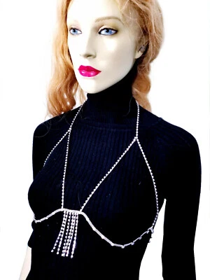 Sujetador de bikini de cristal con diamantes de imitación joyería de playa Foto 1 de 4