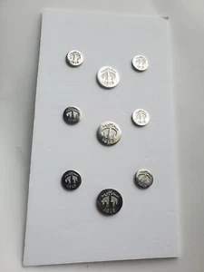 Brooks Brothers 1818 brand new set of 11 Replacement Sylver Metal Buttons - Picture 1 of 4