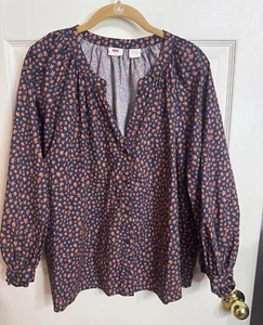 Blusa Camisa Top Levi's Talla XXL Azul Marino Óxido Floral Lainey The Everyday Boxy - Imagen 1 de 10