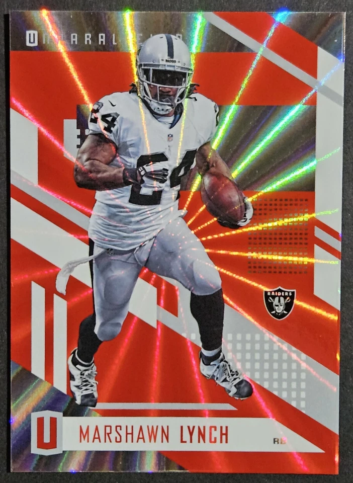 2017 Panini Unparalleled Rainbow Spokes Red #82 Marshawn Lynch Raiders SP 10/15 - Image 1 of 2