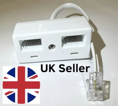 RJ11 To Dual UK BT Telephone Socket Conversion Adaptor  - Image 1 of 4