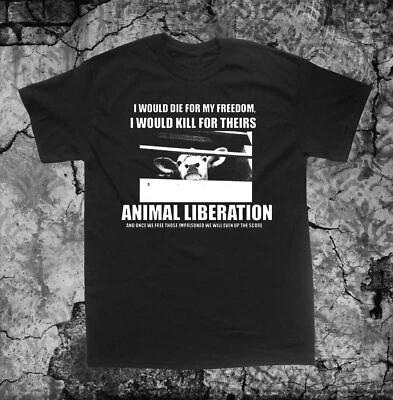 Vegetarian Vegan T Shirt - Animal Liberation Front ALF Rights Welfare ELF Punk  - Image 1 of 4