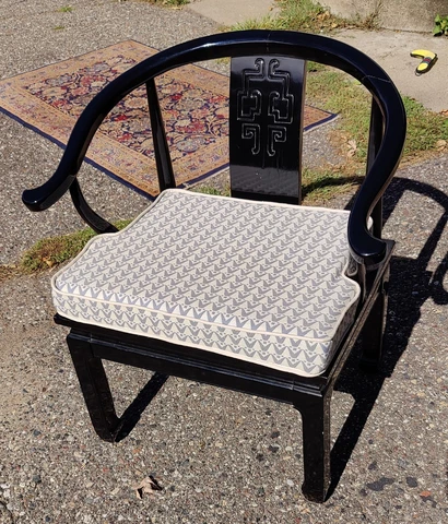 James Mont Style Black Lacquer Chair By Century Furniture Asian Cover