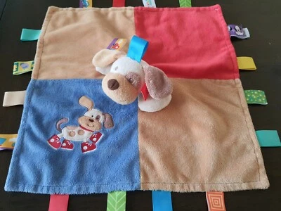 Taggies Cachorro Perro Tenis Zapatos Manta de Seguridad Rojo Azul Marrón Satinado Minky Lovey Foto 1 de 4