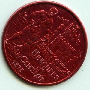 Karneval Doubloon Krewe of Hercules 1975 Aluminium rot - Bild 1 von 2