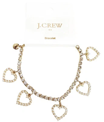 Pulsera J.Crew Factory Cristal Corazón Dije Cristal Chapado en Oro Latón CE868 NUEVO CON ETIQUETAS Foto 1 de 4