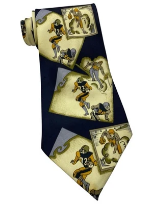 "Corbata de fútbol americano azul marino amarillo 55x3,75"" Marco Polo para hombre" Foto 1 de 2
