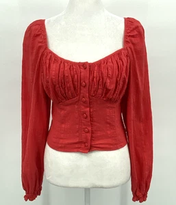 Chelsea & Violet Blouse Womens Small Red Square Neck Boho Coquette Baby Doll Y2K - Picture 1 of 17