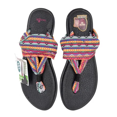 Sanuk Yoga Sling 2 Size 9 Magenta Boho Tribal Print Sandals - Image 1 of 4