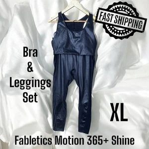 Fabletics Motion365 + Shine Bra & Leggings Set Size XL Black FAST SHIPPING! - Picture 1 of 8