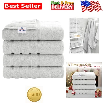 Juego de toallas de baño de lujo suaves y absorbentes de 4 piezas, 100 % algodón, gris plata Foto 1 de 4