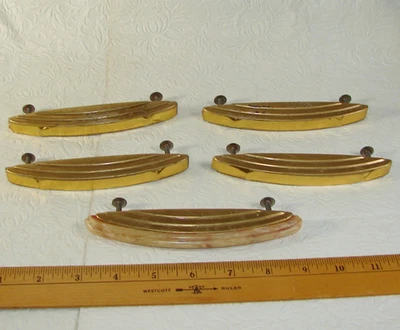 Lote de 5 cajones Art Deco de colección, tono dorado, 1 con carcasa de baquelita, cascada/taza Foto 1 de 4