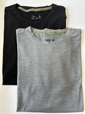Par de CAMISETAS SMARTWOOL Hombre XL Merino Mezcla Lana Negro Gris Foto 1 de 4