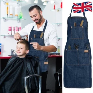 Adjustable Salon Hair Cutting Hairdresser Barber Denim Apron Cooking Cloth - Picture 1 of 10