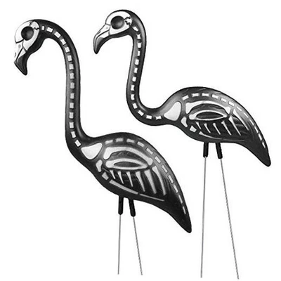  Zombie Skeleton Flamingo Yard Ornaments with Stakes, Pack of 2  - Image 1 of 4