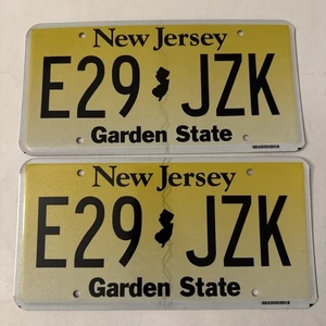 Pair New Jersey License Plates E29 JZK Garden State Yellow Black - Picture 1 of 4