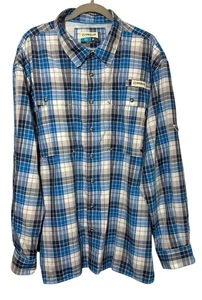 Magellan Shirt Mens 2XL Blue Plaid Fishing Hunting Outdoor Vented Long Sleeve - Picture 1 of 5