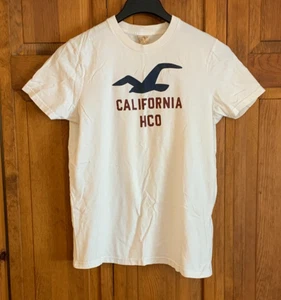 Herren T-Shirt Hollister Kurzarm weiß Baumwolle Etikett Größe L - Bild 1 von 4