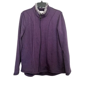 Cuddl Duds Women’s Sz L Full Zip Fleece Jacket Sherpa Collar Pockets - Picture 1 of 7
