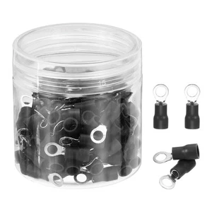 100Pcs Insulated Ring Terminal RVS2-4 16-14AWG Battery Connectors, Black - Picture 1 of 5