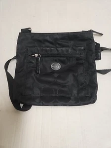 Coach 77408 Signature Getaway Nylon File Black Crossbody Shoulder Bag 10.5x9.5x1 - Picture 1 of 6