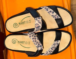 Naot Z7620 weiche schwarze Leder Leopard Tariana Riemchen Sandalen Größe EU 40 US 9 - Bild 1 von 8