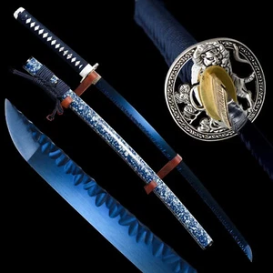 Sharp Blue Tiger Katana 1095 High Carbon Steel Stone Pattern Blade Samurai Sword - Picture 1 of 8