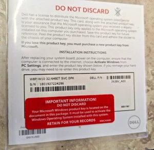 Windows 8P / 10 32/64BIT Key & Full Original COA Key Sealed Unopened - Picture 1 of 2