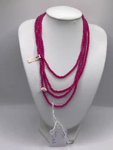 58" Long Vintage Hot Pink/Raspberry Faux Pearl Necklace .09" Bead size - Imagen 1 de 5
