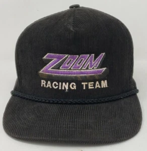 Vintage ZOOM RACING TEAM Motorsports Drag Race Snapback Corduroy Hat Cap 1980s - Picture 1 of 16