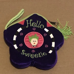 ML Hello Sweetie Kids Purse Soft w Zipper Purple - Green Butterfly On Back - Picture 1 of 5