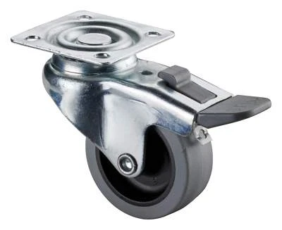 BS Rollen Lenkrolle mit Feststeller und Gummirad grau Gleitlager... A220.A80.080