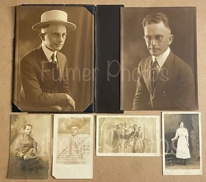 2 VTG Antique Albumen Portrait Photos & 4 Photo Postcards Early 1900s RARE OOAK - Picture 1 of 24