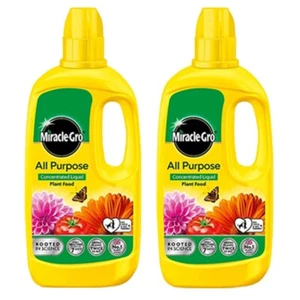 2 X Miracle-Gro Grow All Purpose Liquid Plant Food Feed Concentrated Fertiliser - Picture 1 of 5