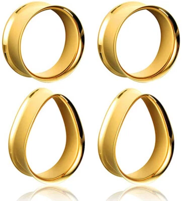 Par de lágrima doble llamarada y par de túnel de carne de acero inoxidable E568 Foto 1 de 3