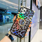 Bling Glitter Retro Leopard Square Case w/Ring For Samsung Note20 10 S20 S21 8 9