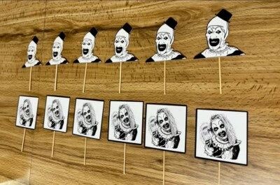 The Terrifier Killer Clown and Pale Girl Horror Slashers Cupcake Toppers - Image 1 of 3