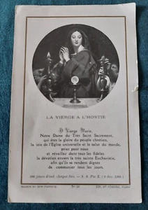Image pieuse communion la Vierge à l'hostie 1924 - Picture 1 of 2