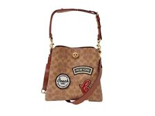 Coach Willow Bucket with Patch 3WAY BAG C6868 Brown/camel Signature COATED CANVA