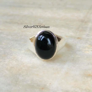 925 Sterling Silver Black Onyx Oval Handmade Gemstone Men's Gift For Ring SP150 - Picture 1 of 8