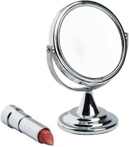 Double Sided Round Table 3x Magnifying Mirror Cosmetic Makeup Shaving Swivel