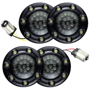 Eagle Lights 2" Harley LED Front & Rear 1156 Turn Signals Black Trim & Equalizer - Picture 1 of 12