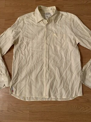 Quiksilver Shirt Mens Medium Beige Striped Long Sleeve Button Up Casual - Image 1 of 4